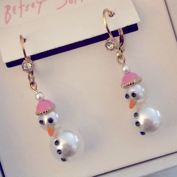 New Betsey Johnson Holiday Whimsy Snowman christmas earrings - Picture 3 of 6